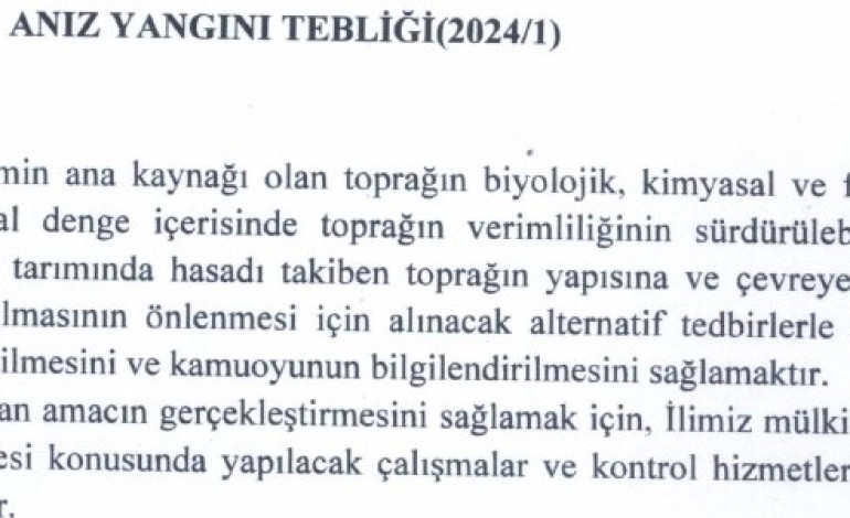 Anız Yangını Tebliği (2024/1)